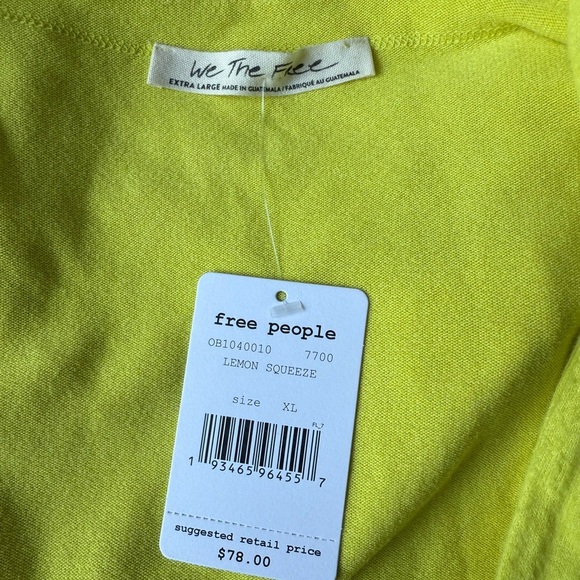 NWT Free People We The Free Cold Shoulder Lemon Squeeze Sweatshirt Size XL - Picture 9 of 9
